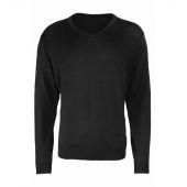 Premier Knitted Cotton Acrylic V Neck Sweater - Black Size 4XL