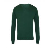 Premier Knitted Cotton Acrylic V Neck Sweater - Bottle Green Size XS