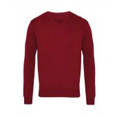 Premier Knitted Cotton Acrylic V Neck Sweater - Burgundy Size 4XL