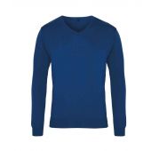 Premier Knitted Cotton Acrylic V Neck Sweater - Royal Blue Size 4XL