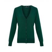 Premier Ladies Cotton Acrylic V Neck Cardigan - Bottle Green Size 24