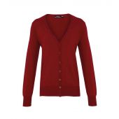 Premier Ladies Cotton Acrylic V Neck Cardigan - Burgundy Size 24