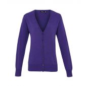 Premier Ladies Cotton Acrylic V Neck Cardigan - Purple Size 24