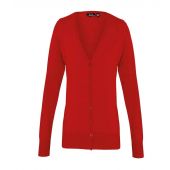 Premier Ladies Cotton Acrylic V Neck Cardigan - Red Size 24