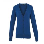 Premier Ladies Cotton Acrylic V Neck Cardigan - Royal Blue Size 24
