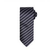 Premier Double Stripe Tie - Black/Dark Grey Size ONE