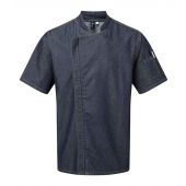 Premier Short Sleeve Zipped Chef's Jacket - Indigo Denim Size XXL