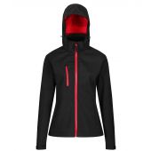 Regatta Ladies Venturer Three Layer Hooded Soft Shell Jacket - Black/Classic Red Size 20