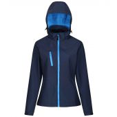 Regatta Ladies Venturer Three Layer Hooded Soft Shell Jacket - Navy/French Blue Size 20