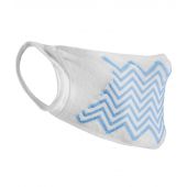 Result ZigZag Anti-Bacterial Face Cover - White/Sky Blue Size ONE