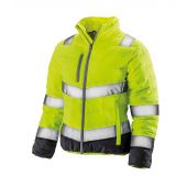 Result Safe-Guard Ladies Soft Safety Jacket - Fluorescent Yellow/Grey Size XL