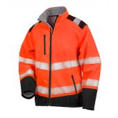 Result Safe-Guard Printable Ripstop Safety Soft Shell Jacket - Fluorescent Orange/Black Size 4XL