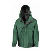 Result 3-in-1 Waterproof Zip and Clip Fleece Lined Jacket - Bottle Green/Black Size XXL