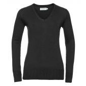 Russell Collection Ladies Cotton Acrylic V Neck Sweater - Black Size 4XL