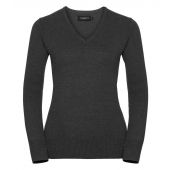 Russell Collection Ladies Cotton Acrylic V Neck Sweater - Charcoal Marl Size 4XL