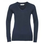 Russell Collection Ladies Cotton Acrylic V Neck Sweater - French Navy Size 4XL