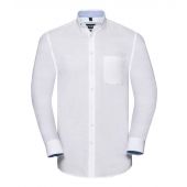 Russell Collection Tailored Long Sleeve Washed Oxford Shirt - White/Oxford Blue Size 4XL