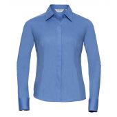 Russell Collection Ladies Long Sleeve Fitted Poplin Shirt - Corporate Blue Size 4XL