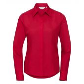 Russell Collection Ladies Long Sleeve Fitted Poplin Shirt - Classic Red Size 4XL