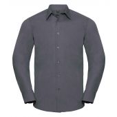Russell Collection Long Sleeve Tailored Poplin Shirt - Convoy Grey Size 4XL