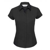 Russell Collection Ladies Cap Sleeve Fitted Poplin Shirt - Black Size 4XL