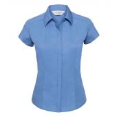 Russell Collection Ladies Cap Sleeve Fitted Poplin Shirt - Corporate Blue Size 4XL