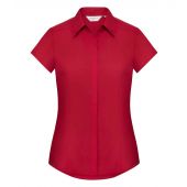Russell Collection Ladies Cap Sleeve Fitted Poplin Shirt - Classic Red Size 4XL
