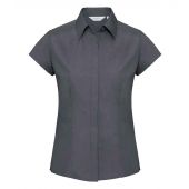 Russell Collection Ladies Cap Sleeve Fitted Poplin Shirt - Convoy Grey Size 4XL