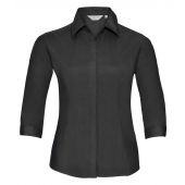 Russell Collection Ladies 3/4 Sleeve Fitted Poplin Shirt - Black Size 4XL