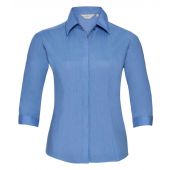 Russell Collection Ladies 3/4 Sleeve Fitted Poplin Shirt - Corporate Blue Size 4XL