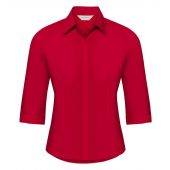 Russell Collection Ladies 3/4 Sleeve Fitted Poplin Shirt - Classic Red Size 4XL