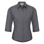 Russell Collection Ladies 3/4 Sleeve Fitted Poplin Shirt - Convoy Grey Size 4XL