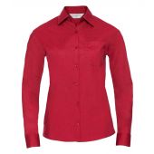 Russell Collection Ladies Long Sleeve Easy Care Poplin Shirt - Classic Red Size 4XL