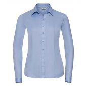 Russell Collection Ladies Long Sleeve Herringbone Shirt - Light Blue Size 4XL