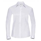 Russell Collection Ladies Long Sleeve Herringbone Shirt - White Size 4XL