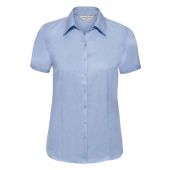 Russell Collection Ladies Short Sleeve Herringbone Shirt - Light Blue Size 4XL