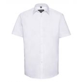 Russell Collection Short Sleeve Herringbone Shirt - White Size 19.5