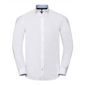 Russell Collection Long Sleeve Contrast Ultimate Stretch Shirt - White/Oxford Blue Size 4XL