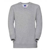 Russell Schoolgear Kids V Neck Sweatshirt - Light Oxford Size 11-12