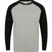 SF Men Long Sleeve Baseball T-Shirt - Heather Grey/Black Size XXL