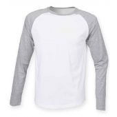 SF Men Long Sleeve Baseball T-Shirt - White/Heather Grey Size XXL