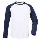 SF Men Long Sleeve Baseball T-Shirt - White/Oxford Navy Size XXL