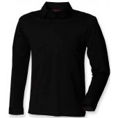 SF Men Long Sleeve Stretch Polo Shirt - Black Size XXL