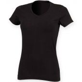 SF Ladies Feel Good Stretch V Neck T-Shirt - Black Size XXL