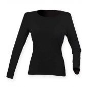 SF Ladies Feel Good Long Sleeve Stretch T-Shirt - Black Size XXL