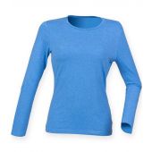 SF Ladies Feel Good Long Sleeve Stretch T-Shirt - Heather Blue Size XXL