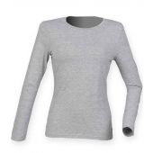 SF Ladies Feel Good Long Sleeve Stretch T-Shirt - Heather Grey Size XL