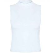 SF Ladies High Neck Crop Vest - White Size L