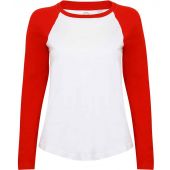 SF Ladies Long Sleeve Baseball T-Shirt - White/Red Size XL