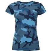 SOL'S Ladies Camo T-Shirt - Blue Camo Size XXL